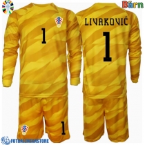 Fotballdrakt Barn Kroatia Dominik Livakovic #1 Keeper Hjemmedraktsett EM 2024 Langermet (+ Korte bukser)